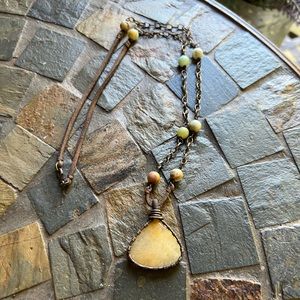 Citrine wire wrapped necklace handmade NEW